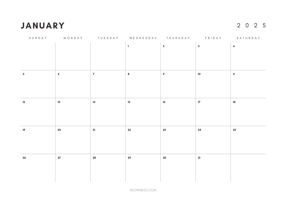 january 2025 calendar